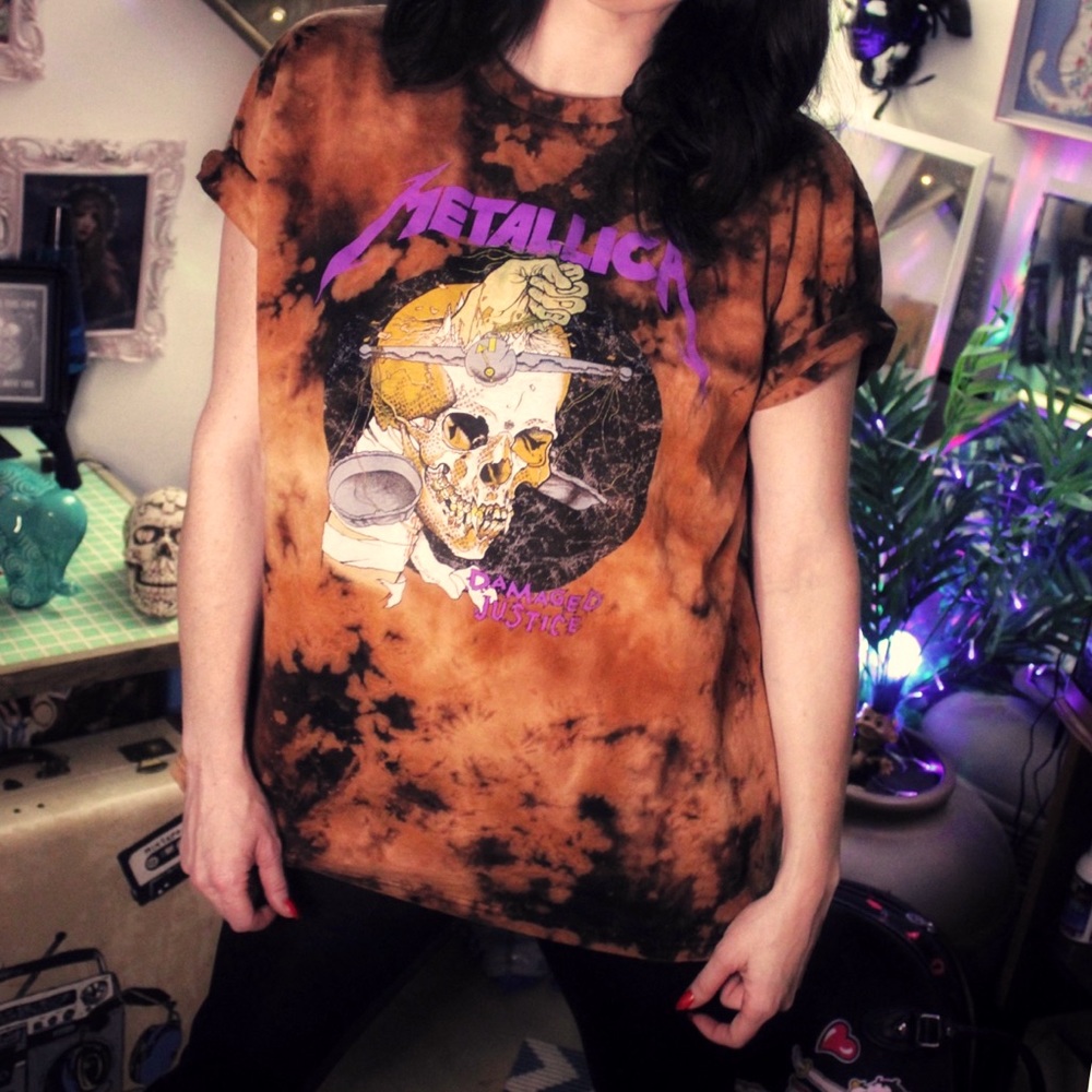 Upcycled Metallica bleached t-shirt